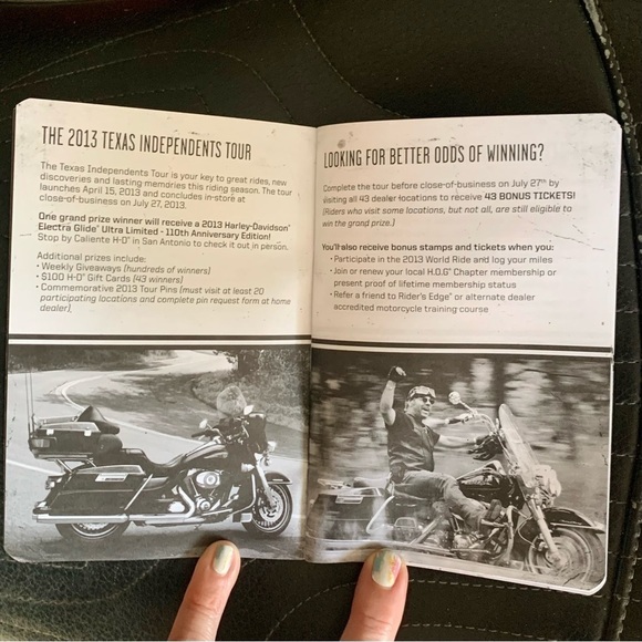 🏍 2013 Harley-Davidson Texas Independents Tour "Passport" Book (RARE) - Picture 4 of 7